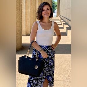 Blue Aeropostale Floral Midi Skirt